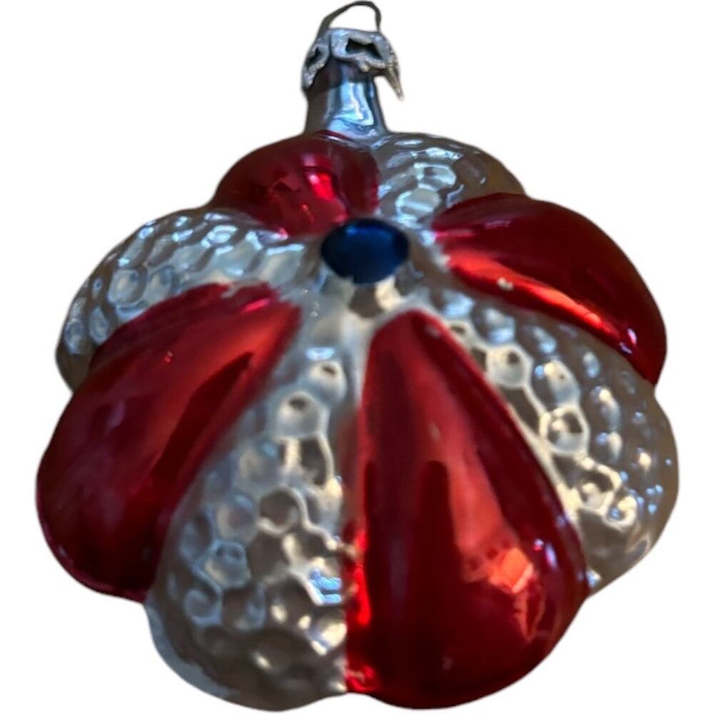 Vintage Colombian  Glass Figural Bumpy Flower Christmas Ornament